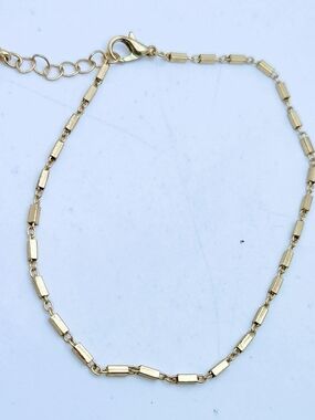 Gold Plated Ankle Bracelet Rectangular Bead Chain